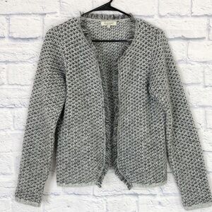 Cocogio gray tweed open cardigan sweater medium